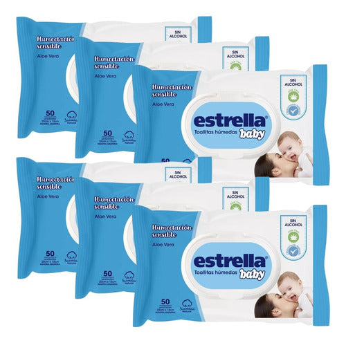 Estrella Baby Wet Wipes Sensitive Moisturization 6 X 50u 0