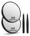 Macaki Magnifying Mirrors 10X and 30X with Suction Cups and Tweezer Set 0