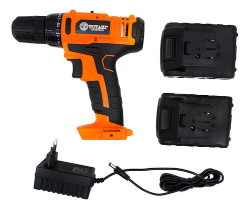 Toyaki 18V Cordless Drill with 2 Batteries 10mm 2 Speeds 0