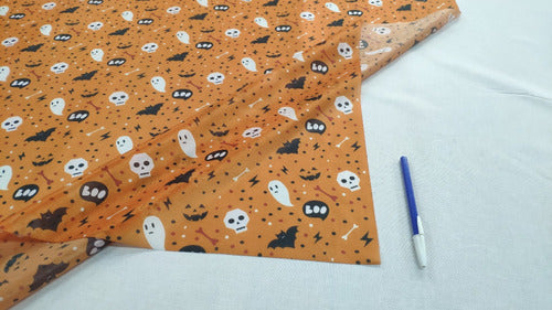 Rapi Arte Halloween Costume Decoration Fabric 1.5m Wide Orange Printed 2