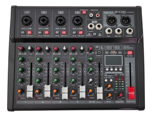 Hügel Digital Mixer Console 6 Channels 16DSP EFX Bluetooth 0