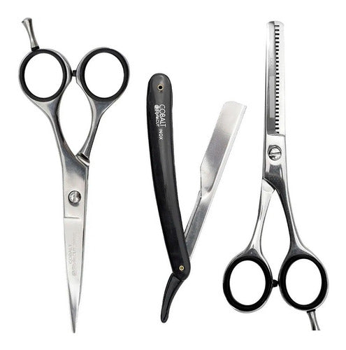 Cobalto Set Hair Cutting + Thinning Scissors 5.5 + Barber Cape + Atomizer 1