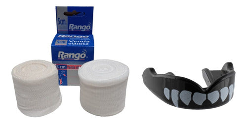 Final Fighter Boxing/Kickboxing Training Combo Kit: Hand Wraps + Mouthguard with Design 2