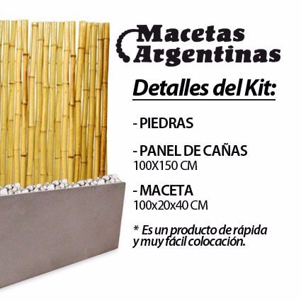 Macetas Argentinas Kit Panel Caña Bambu 150alto Maceta Fibrocemento 100 Cm 1