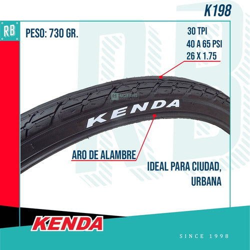 Kenda City Trekking Bicycle Tire 26 x 1.75 K198 1