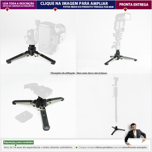 Base C/ 3 Pés Dobrável Articulada Parafuso 1/4 Pé Galinha N1 1