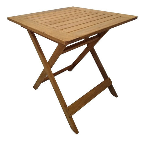 Folding Eucalyptus Wood Bar Table 75x75 Painted Outdoor - Oak Color 0