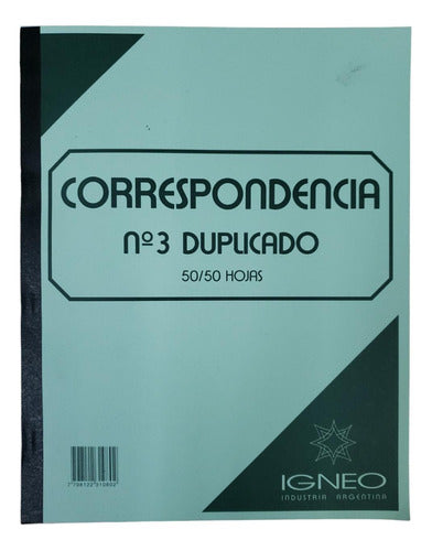 Igneo Cuaderno De Correspondencia Nº3 Duplicado 50 Hojas 22x 28 Cm 0