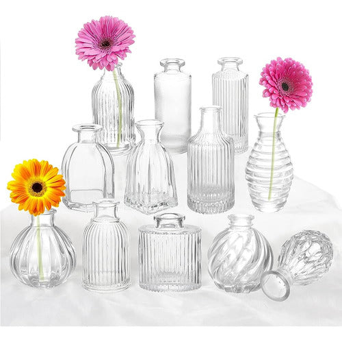 PHUNTTEK Bud Vases Set of 12, Glass Jars for Table Centerpieces 0