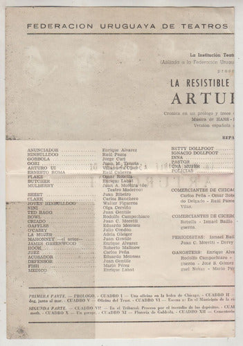 1965 Teatro El Galpon Programa Brecht Ascension De Arturo Ui 1