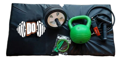 Kettlebell Workout Set with Ab Wheel, Rope, and Mat 0