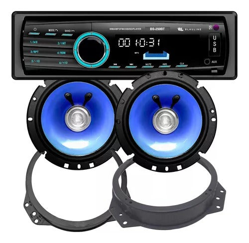 Stereo Bluetooth Con Parlantes 6,5 Para Gol Y Corsa Blauline 0