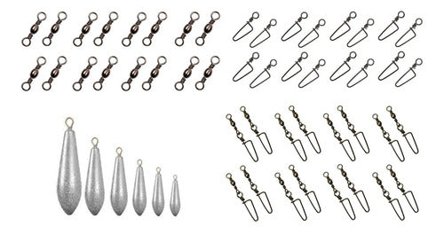 Pro Fish Fishing Kit 54 Units Snap Links + Hooks + Weights 0