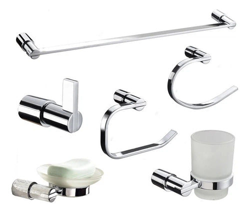 Nuvis Round Chrome Bathroom Accessories Set - 6 Pieces 0