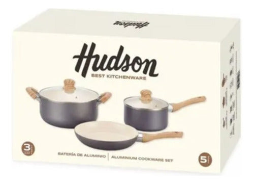 Hudson Gray Aluminum Non-Stick Cookware Set 5 Pieces 1