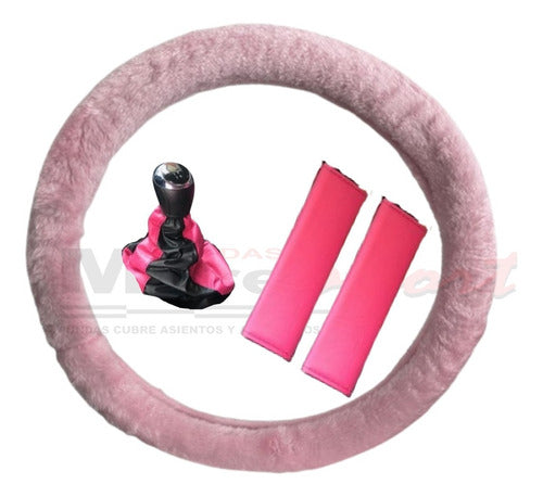 Fundas Mitre Sport Cubre Volante Rosa Peluche + C/Cint. + C/ Palanca - Ford Fiesta 0