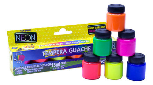 Acrilex Tempera Escolar Guache - Colores Neon X 6u En Set 1