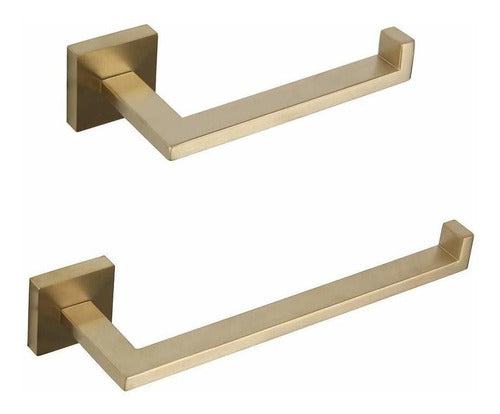 Gerzwy Set of 2 Bathroom Accessories Zirconium Gold 0