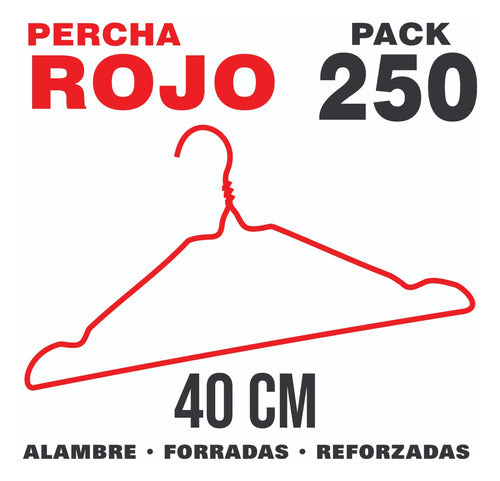 Perchas De Alambre Forradas Reforzadas X250 - Color Roja 1