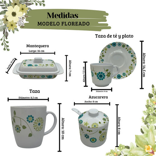 Generic Set Desayuno Melamina X20 Taza Plato Azucarera Y Mantequera 1