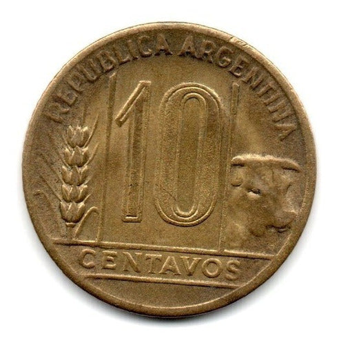 Moneda Argentina 10 Centavos Año 1947 Torito Excelente 1