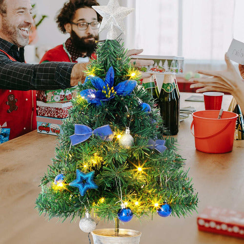 Mini Rbol De Navidad De Mesa De 24 Pulgadas Con Cadena De Lu 7