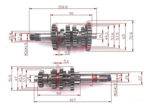 W Standard Complete Gearbox for Suzuki EN 125 W Standard 1