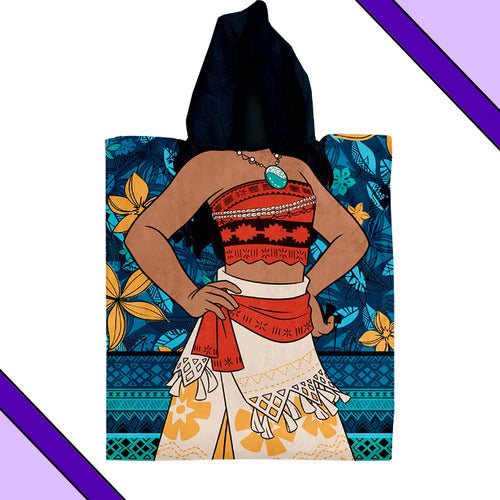 Piñata Poncho De Toalla Infantil Moana Con Capucha 50x120cm 1