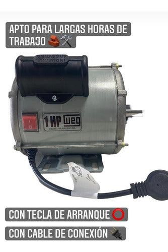 Motor Weg 1hp Para Hormigoneras Trompitos Mezcladoras 3