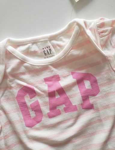 Baby Gap Short Sleeve Bodysuit 18 Months Pink and White Stripes 3