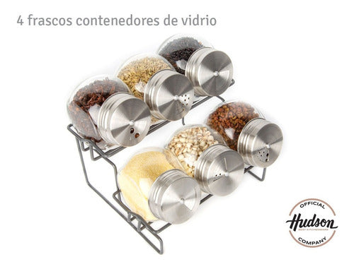 Hudson Set X6 Glass Spice Jars with Metal Base 3