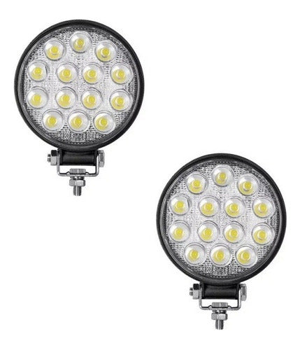 Pair of 2 Universal 14 LED Auxiliary Lights for Auto Truck 4x4 0