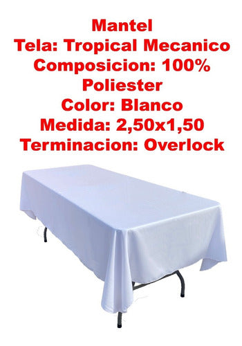 Confección Total Mantel Rectangular Antimancha 2.50x1.50 X 10 Unidades 2