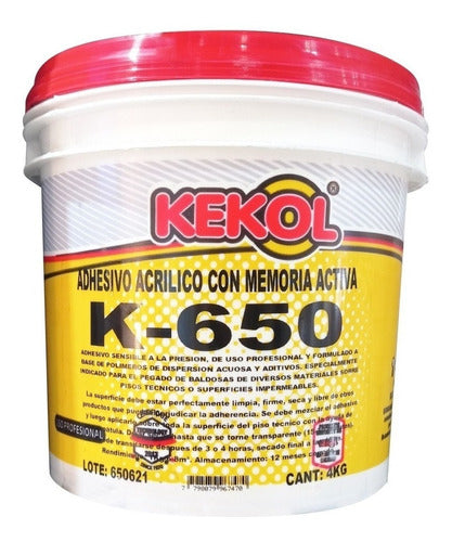 Kekol Adhesivo De Memoria Activa K-650 Piso Vinilico 4kg Cola 0