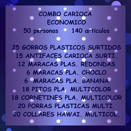 1º CALIDAD COTILLON CARNAVAL CARIOCA ECONOMICO--PACK 50 PERSONAS-- 3