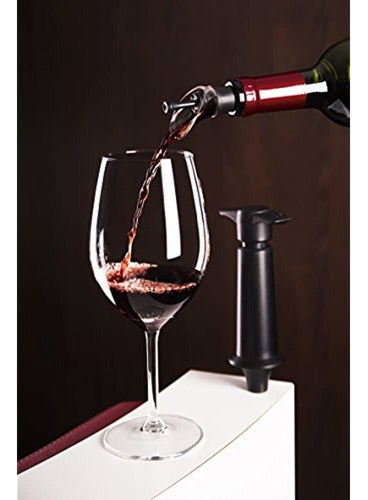 Vacu Vin Wine Saver, Estándar, Negro Con Servidor 1