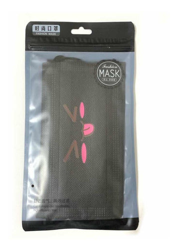 Mask Tapa Boca Barbijo X5 U. Negro Estampado 4