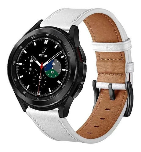 EL-BAZAR Malla De Cuero Samsung Galaxy Watch 4 Band 40mm 44mm Blanca 0