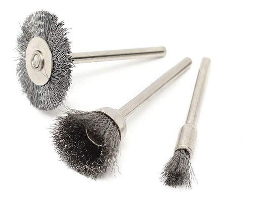 Mini Drill Accessory Set - 3 Stainless Steel Brushes Kit for Lathe 0