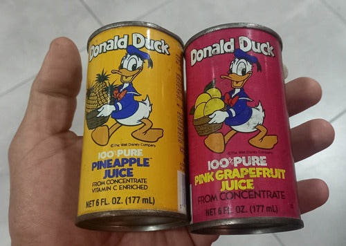 2 Latas Vacias De Jugo Donald Duck Orange Y Pineapple Chapa 2