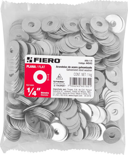 Fiero Galvanized Flat Washers 1/4'' 6.3mm Bag 1kg 1