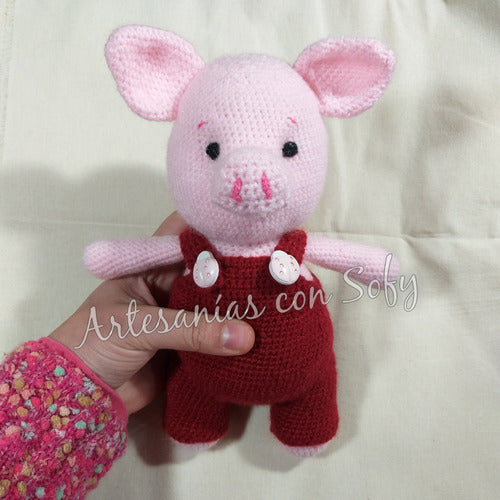 Artesanias con Sofy Chanchito Amigurumi Hipoalergénico Con Enterito Desmontable 2