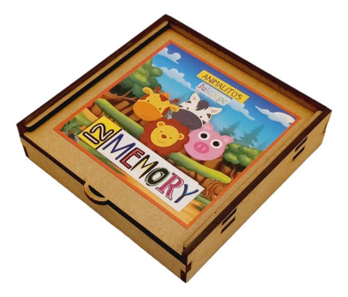 Juego De Memoria Animales De Granja 12 Fichas De Madera Caja 7