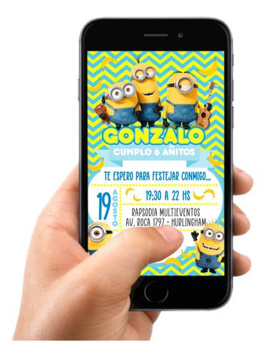 Fiestas Bonitas Candy Bar - Personalized Digital Invitation - Minions 0