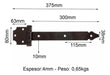 HP Colonial Hinge for Bolting 30 cm Pack of 4 1