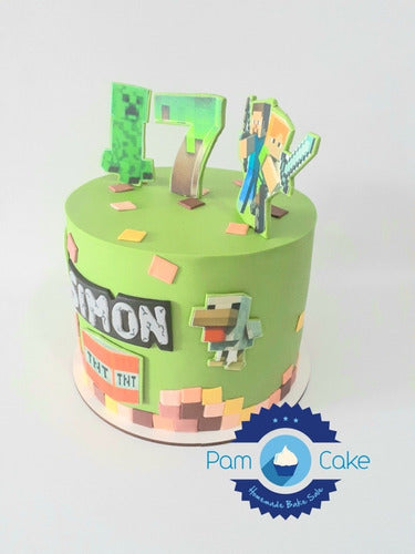 Torta Artesanal Minecraft Personalizada Personajes 1