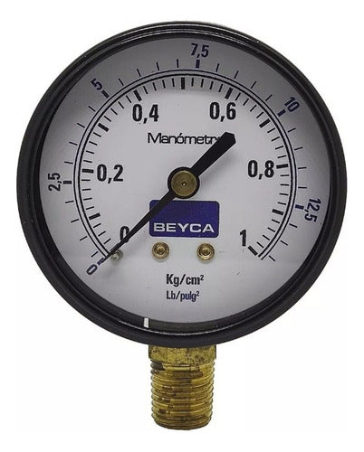 Pressure Gauge Beyca 0 to 1 Kg Bottom Thread 1/4 Inch 0