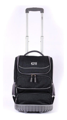 Elf Black Smooth Rubber Base Backpack with Trolley 6444B 0