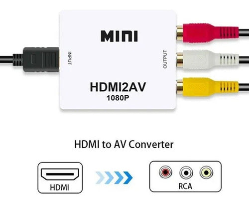 Adaptador Convertidor Hdmi A Rca Av Audio Video Conversor Tv 4