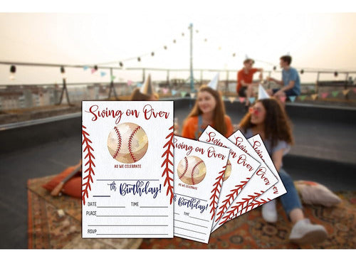 Keydaat Invitación De Cumpleaños De Béisbol - Swing On Over Birthday 3